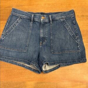 J Crew Sz 32 High Rise 3 1/2” Denim Utility Shorts in Dark Blue